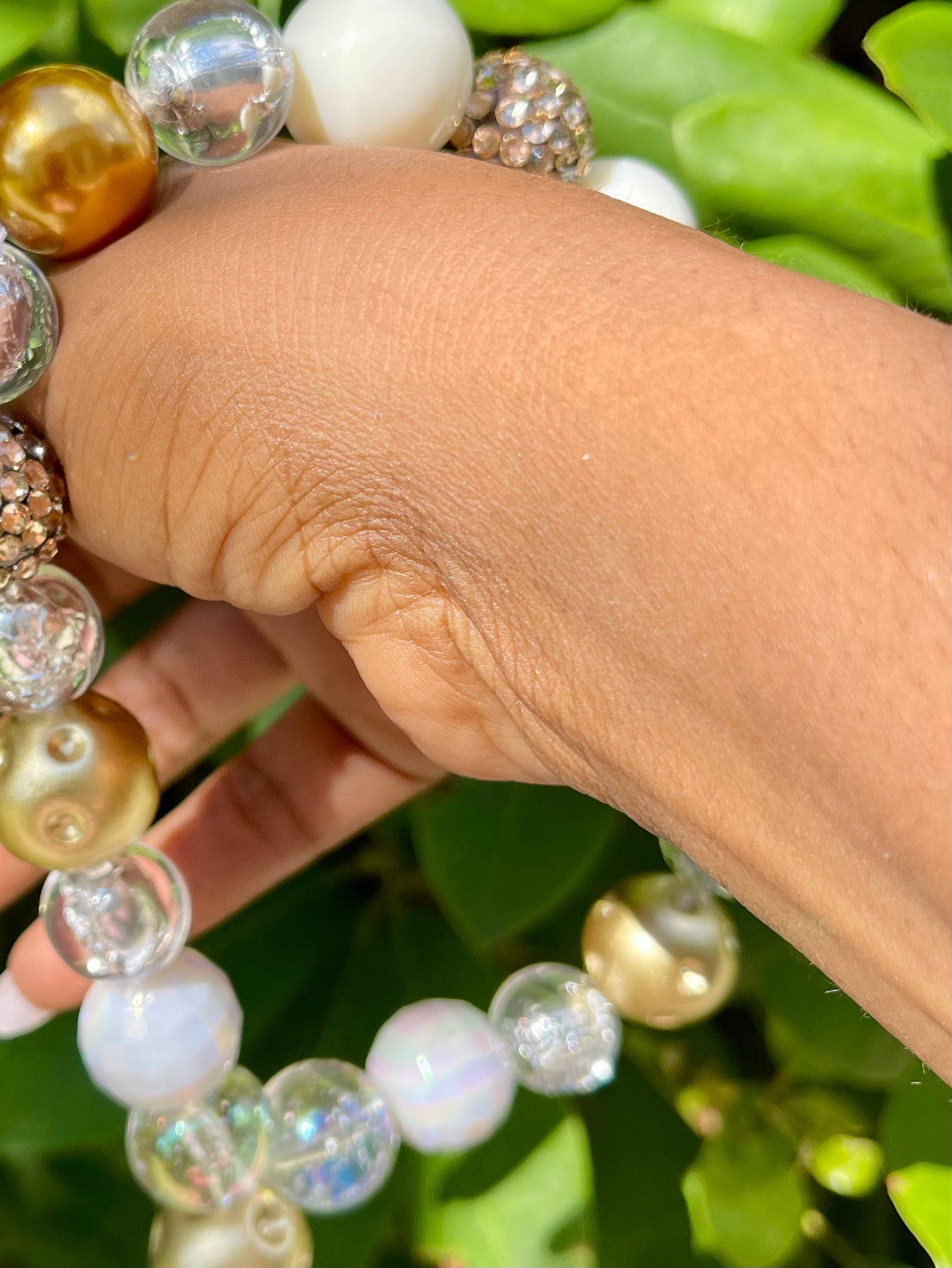 Bubble & Charms / Gold Phone Strap