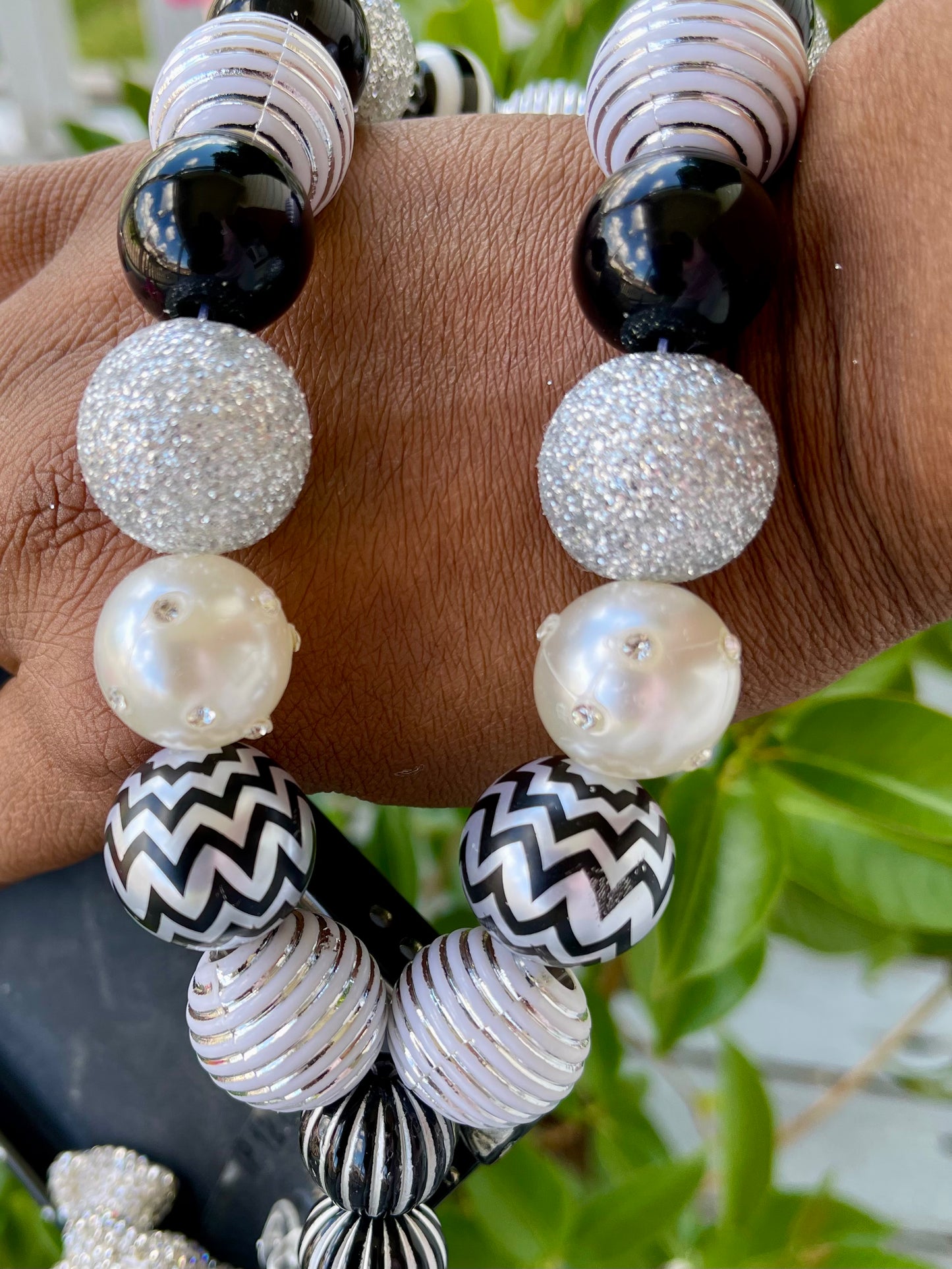 Bubble & Charm/ Black Phone Strap