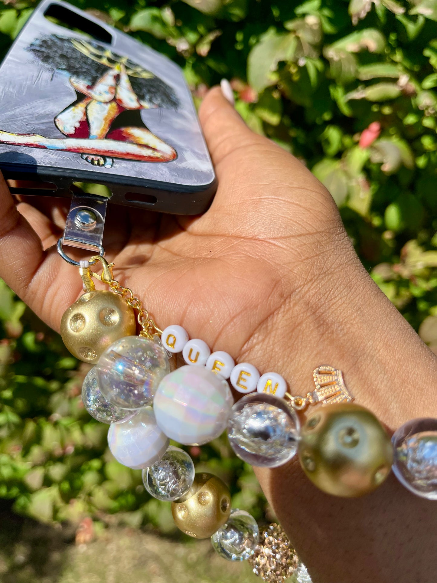 Bubble & Charms / Gold Phone Strap