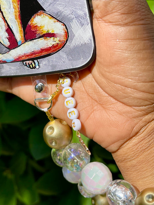Bubble & Charms / Gold Phone Strap
