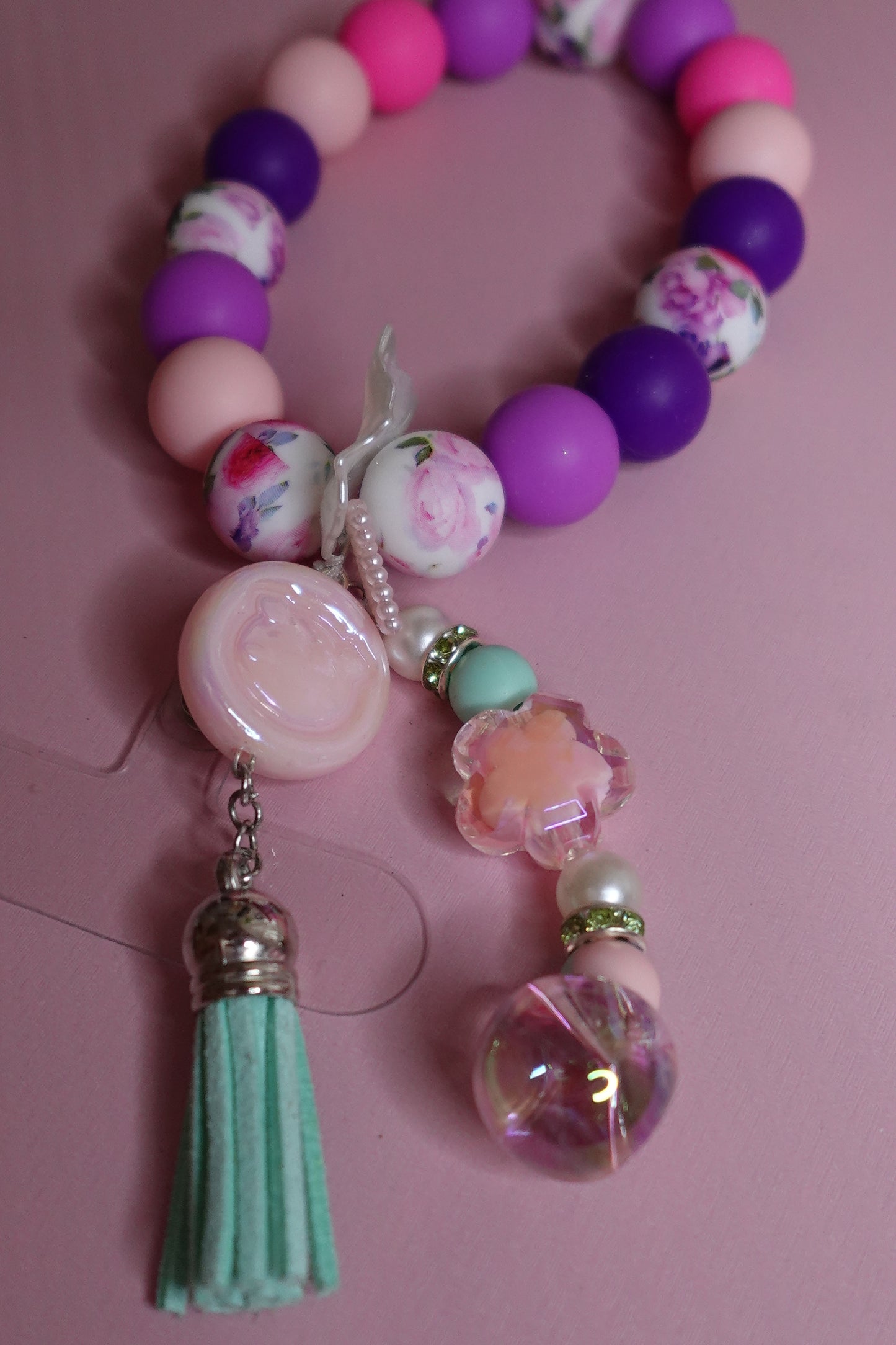 Bubble & Charms/ Floral Printed Phone Strap