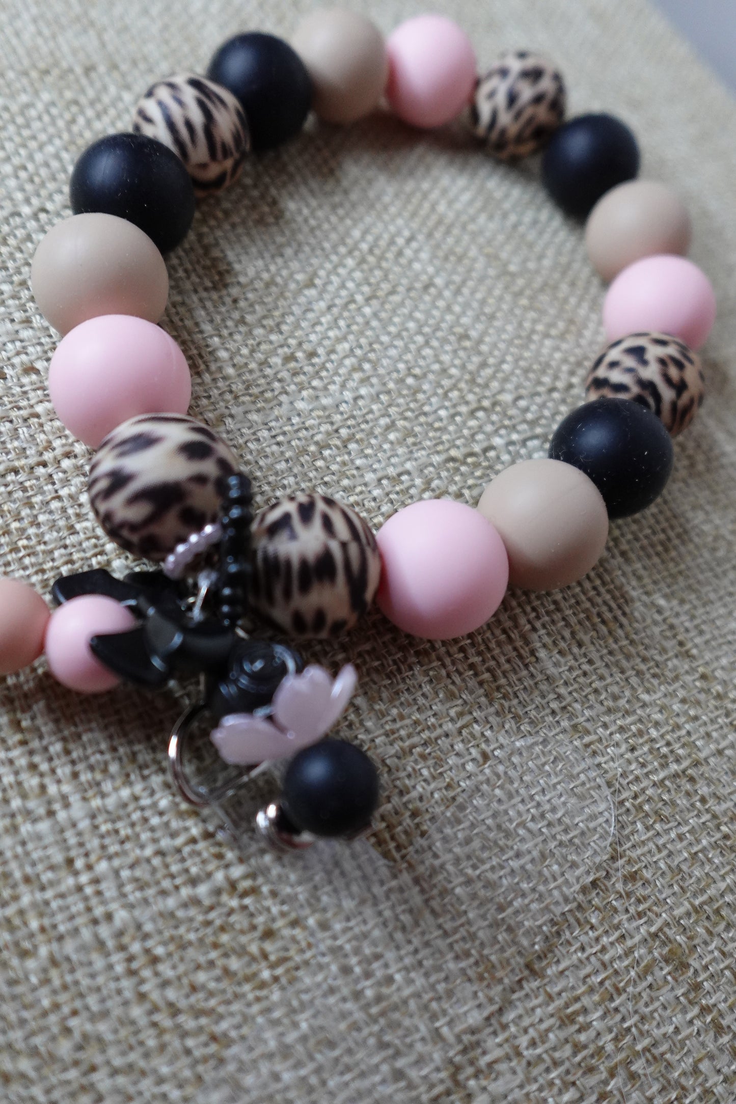 Bubble & Charms/ Animal Print Phone Strap