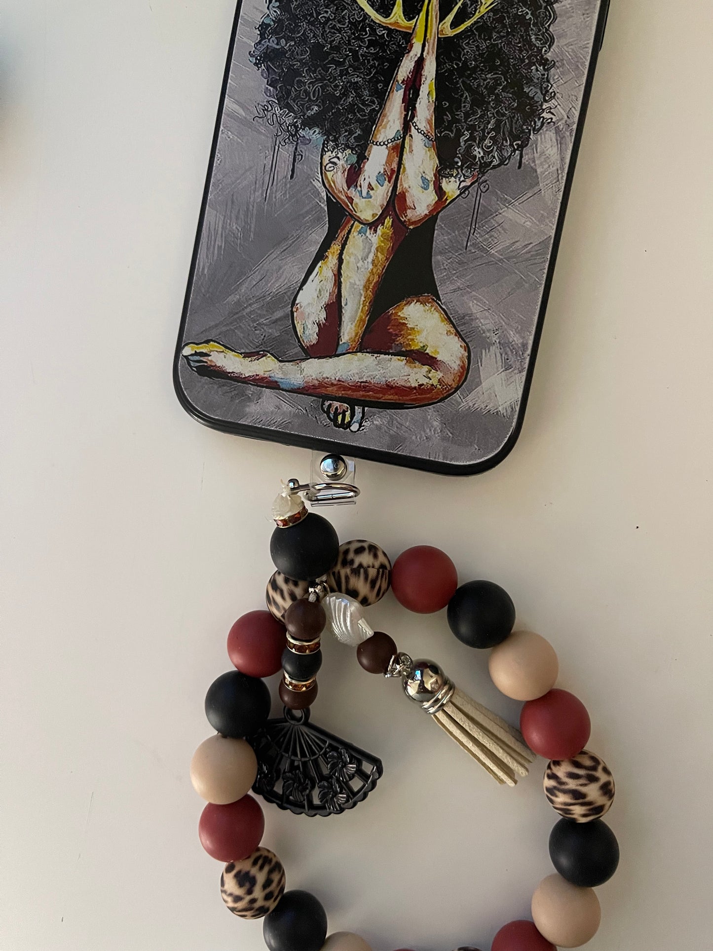 Bubble & Charms/ Animal Print Phone Strap